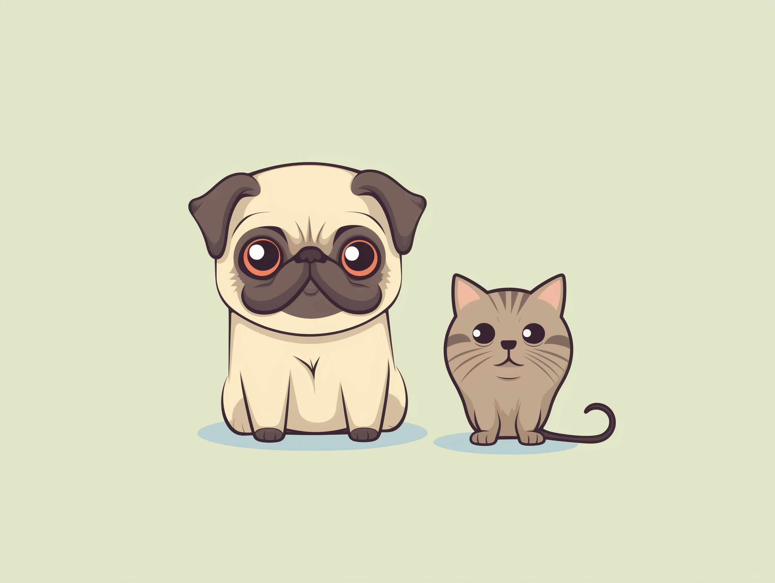 Mops und Katze (quer)